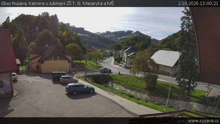 Obec Rusava - Kamera u Jubilejní ZŠ T. G. Masaryka a MŠ - 2.10.2026 v 15:00