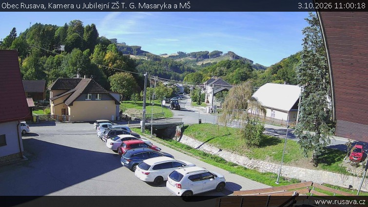 Obec Rusava - Kamera u Jubilejní ZŠ T. G. Masaryka a MŠ - 3.10.2026 v 11:00