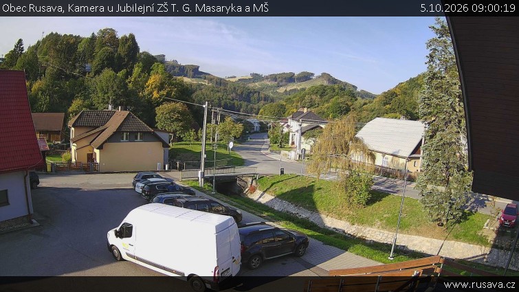 Obec Rusava - Kamera u Jubilejní ZŠ T. G. Masaryka a MŠ - 5.10.2026 v 09:00