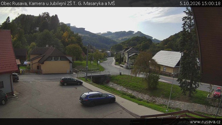 Obec Rusava - Kamera u Jubilejní ZŠ T. G. Masaryka a MŠ - 5.10.2026 v 15:00