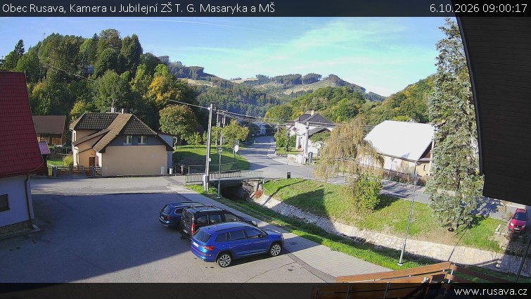 Obec Rusava - Kamera u Jubilejní ZŠ T. G. Masaryka a MŠ - 6.10.2026 v 09:00