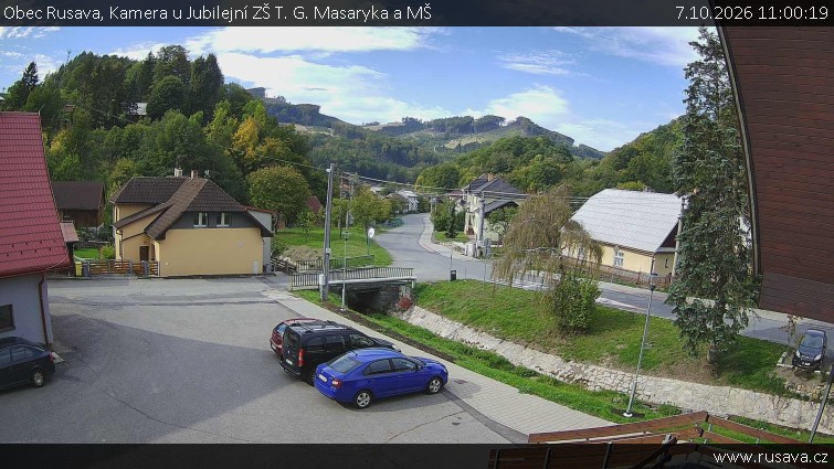 Obec Rusava - Kamera u Jubilejní ZŠ T. G. Masaryka a MŠ - 7.10.2026 v 11:00
