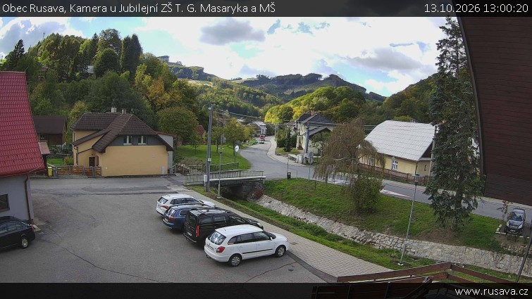 Obec Rusava - Kamera u Jubilejní ZŠ T. G. Masaryka a MŠ - 13.10.2026 v 13:00