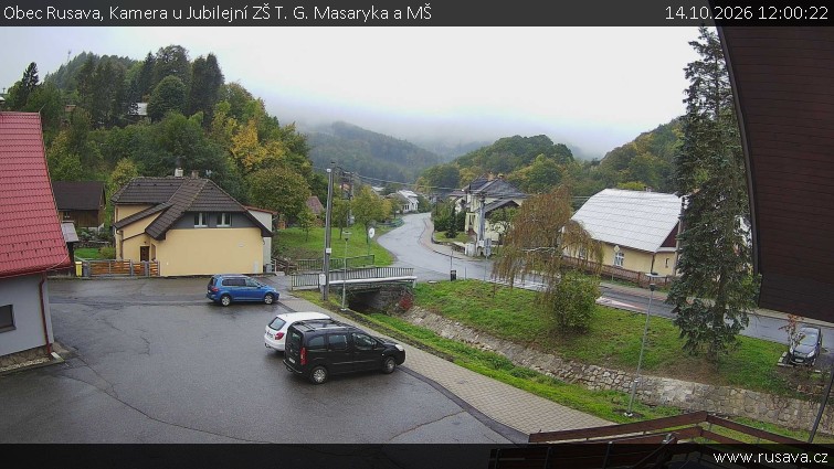 Obec Rusava - Kamera u Jubilejní ZŠ T. G. Masaryka a MŠ - 14.10.2026 v 12:00