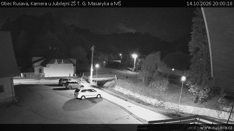 Obec Rusava - Kamera u Jubilejní ZŠ T. G. Masaryka a MŠ - 14.10.2026 v 20:00