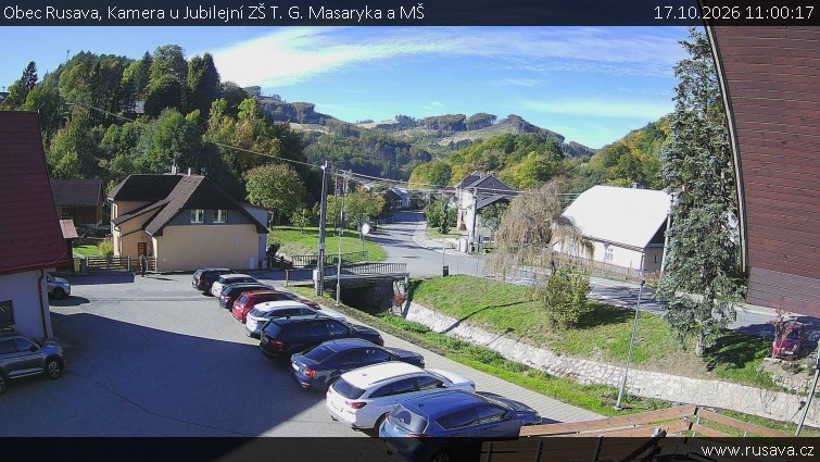 Obec Rusava - Kamera u Jubilejní ZŠ T. G. Masaryka a MŠ - 17.10.2026 v 11:00