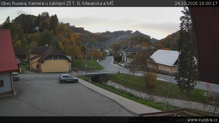 Obec Rusava - Kamera u Jubilejní ZŠ T. G. Masaryka a MŠ - 24.10.2026 v 18:00
