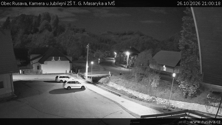Obec Rusava - Kamera u Jubilejní ZŠ T. G. Masaryka a MŠ - 26.10.2026 v 21:00
