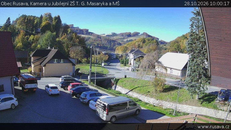 Obec Rusava - Kamera u Jubilejní ZŠ T. G. Masaryka a MŠ - 28.10.2026 v 10:00