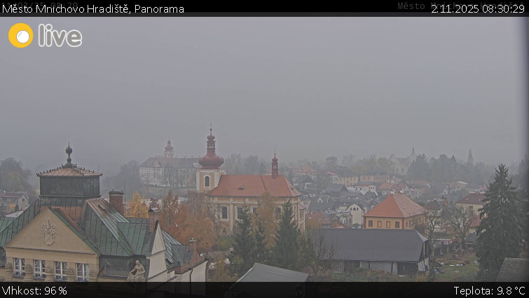 Město Mnichovo Hradiště - Panorama Mnichova Hradiště - 2.11.2025 v 08:30 Město Mnichovo Hradiště - Panorama Mnichova Hradiště - 2.11.2025 v 08:30