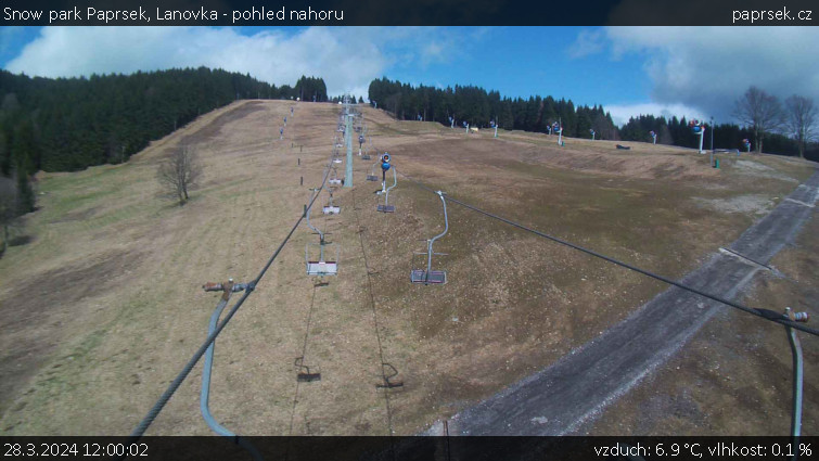 Snow park Paprsek - Lanovka - pohled nahoru - 28.3.2024 v 12:00