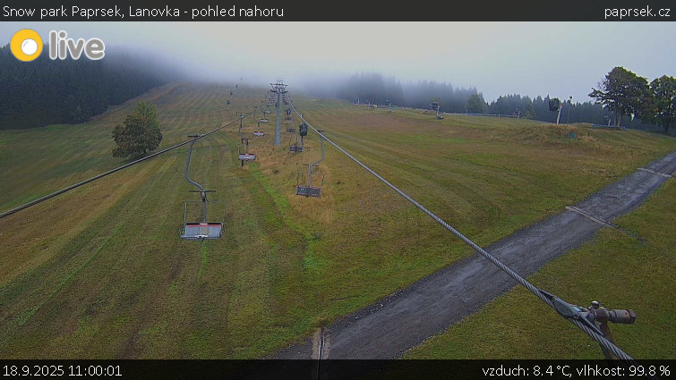 Snow park Paprsek - Lanovka - pohled nahoru - 18.9.2025 v 11:00
