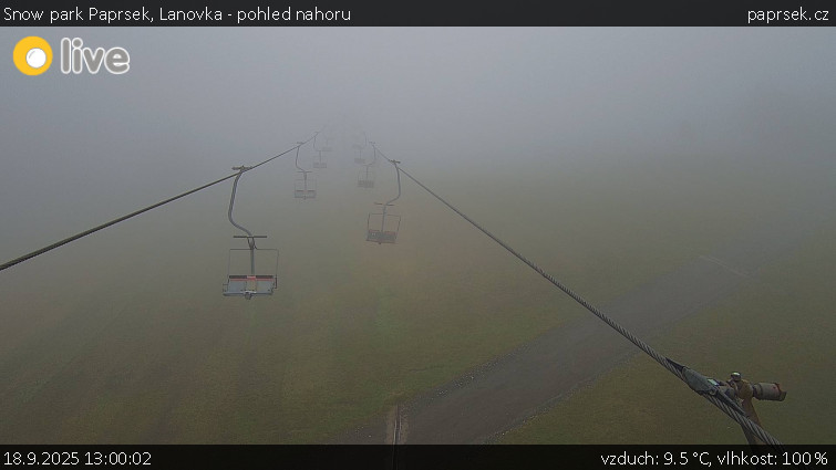 Snow park Paprsek - Lanovka - pohled nahoru - 18.9.2025 v 13:00