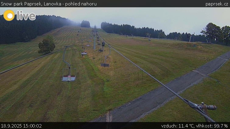 Snow park Paprsek - Lanovka - pohled nahoru - 18.9.2025 v 15:00