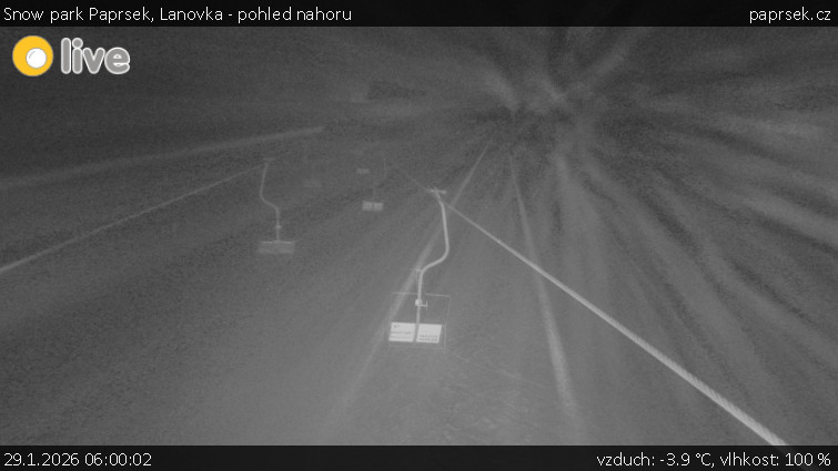 Snow park Paprsek - Lanovka - pohled nahoru - 29.1.2026 v 06:00