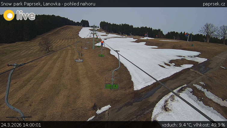 Snow park Paprsek - Lanovka - pohled nahoru - 24.3.2026 v 14:00