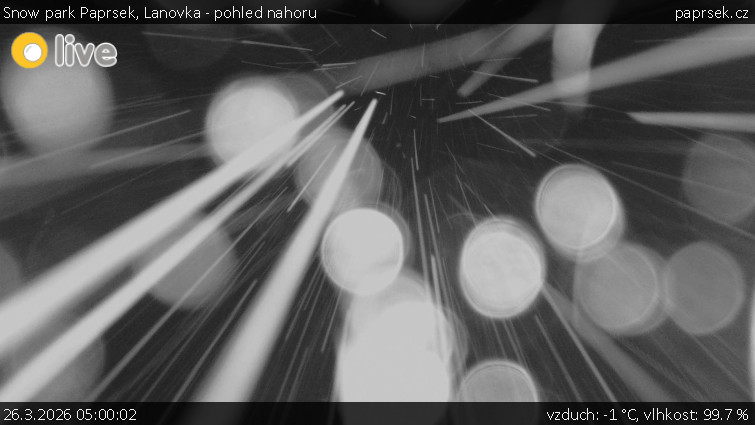 Snow park Paprsek - Lanovka - pohled nahoru - 26.3.2026 v 05:00