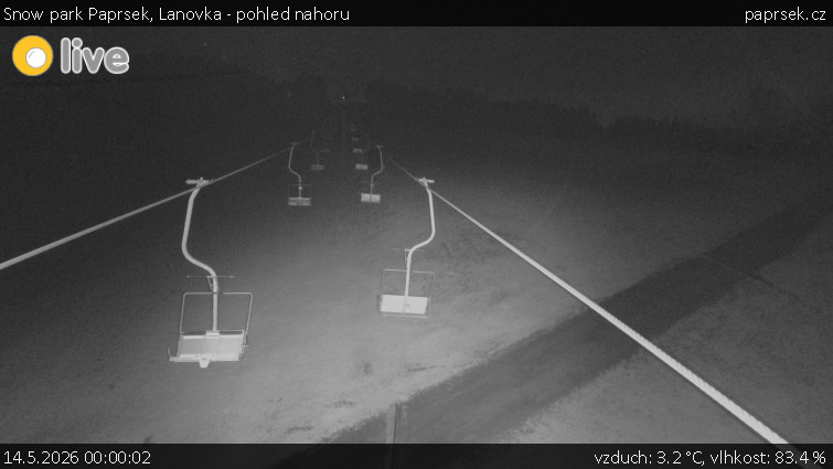 Snow park Paprsek - Lanovka - pohled nahoru - 14.5.2026 v 00:00