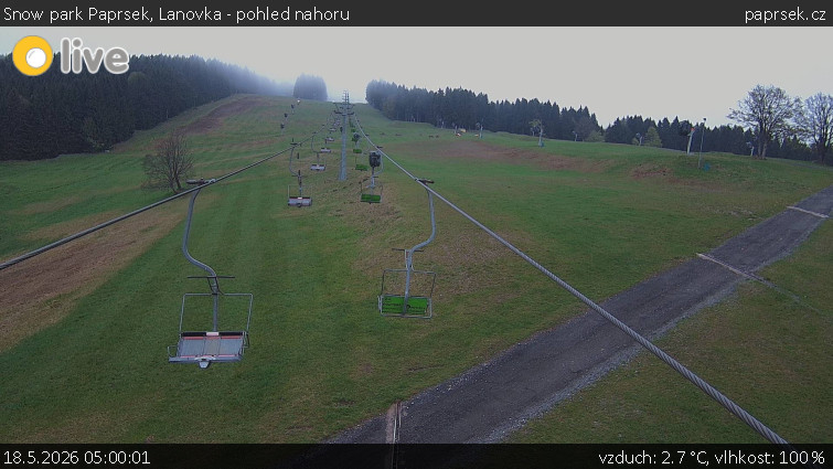 Snow park Paprsek - Lanovka - pohled nahoru - 18.5.2026 v 05:00