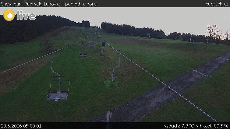 Snow park Paprsek - Lanovka - pohled nahoru - 20.5.2026 v 05:00