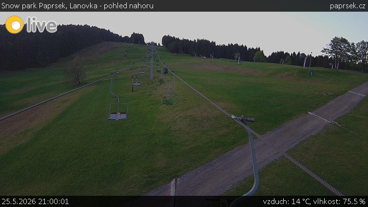 Snow park Paprsek - Lanovka - pohled nahoru - 25.5.2026 v 21:00