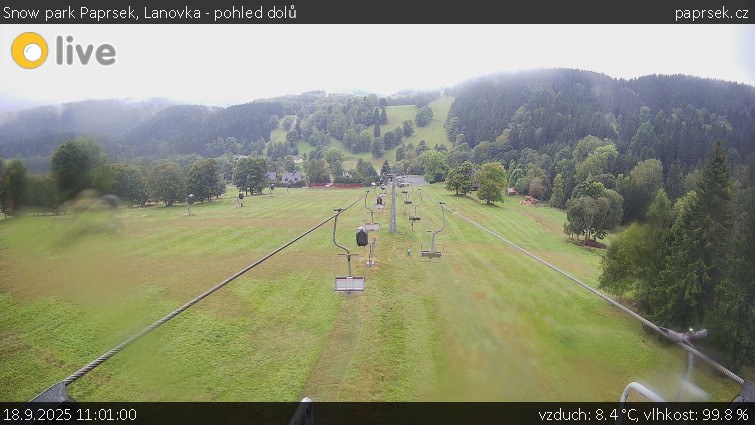 Snow park Paprsek - Lanovka - pohled dolů - 18.9.2025 v 11:01