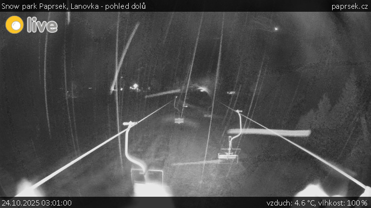 Snow park Paprsek - Lanovka - pohled dolů - 24.10.2025 v 03:01 Snow park Paprsek - Lanovka - pohled dolů - 24.10.2025 v 03:01