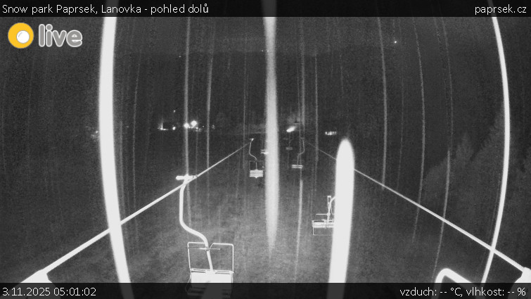 Snow park Paprsek - Lanovka - pohled dolů - 3.11.2025 v 05:01