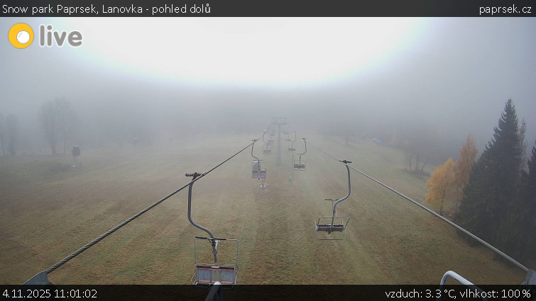 Snow park Paprsek - Lanovka - pohled dolů - 4.11.2025 v 11:01