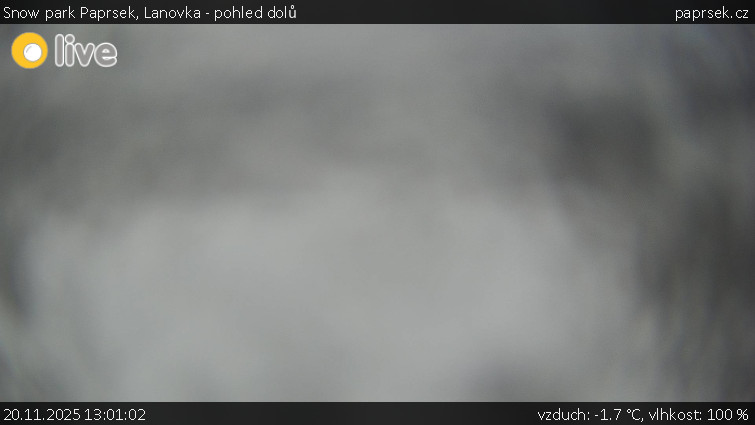 Snow park Paprsek - Lanovka - pohled dolů - 20.11.2025 v 13:01