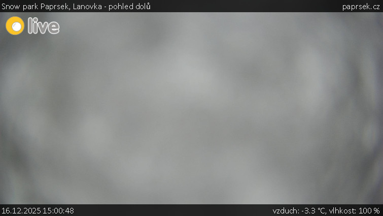 Snow park Paprsek - Lanovka - pohled dolů - 16.12.2025 v 15:00
