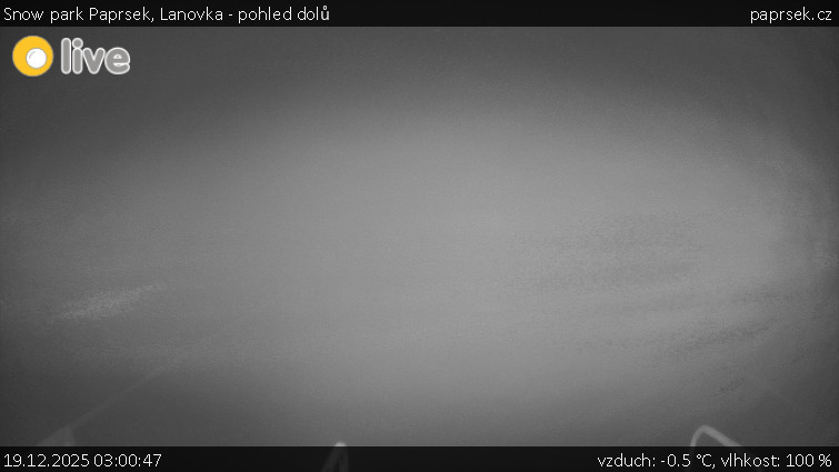 Snow park Paprsek - Lanovka - pohled dolů - 19.12.2025 v 03:00