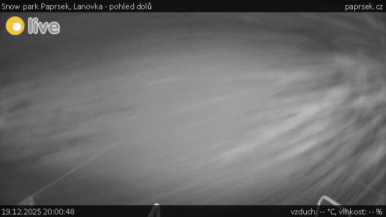Snow park Paprsek - Lanovka - pohled dolů - 19.12.2025 v 20:00