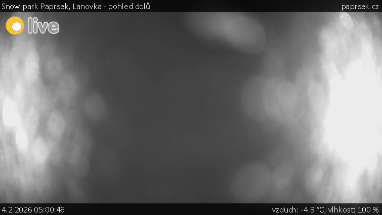 Snow park Paprsek - Lanovka - pohled dolů - 4.2.2026 v 05:00
