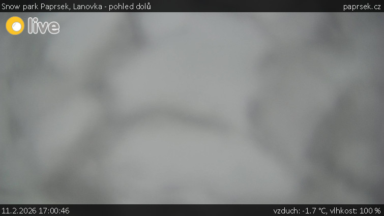 Snow park Paprsek - Lanovka - pohled dolů - 11.2.2026 v 17:00