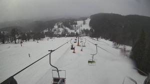 Snow park Paprsek - Lanovka - pohled dolů - 24.2.2026 v 10:00