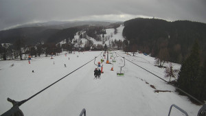 Snow park Paprsek - Lanovka - pohled dolů - 24.2.2026 v 14:00