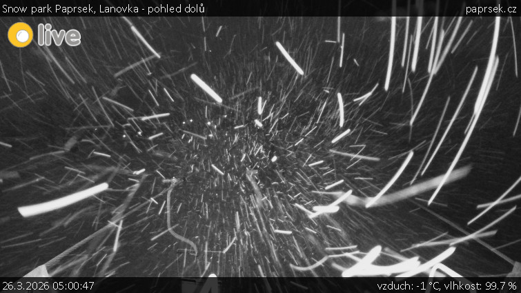 Snow park Paprsek - Lanovka - pohled dolů - 26.3.2026 v 05:00