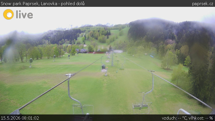 Snow park Paprsek - Lanovka - pohled dolů - 15.5.2026 v 08:01