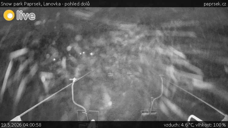 Snow park Paprsek - Lanovka - pohled dolů - 19.5.2026 v 04:00