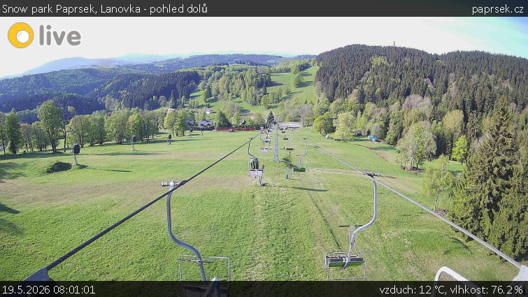Snow park Paprsek - Lanovka - pohled dolů - 19.5.2026 v 08:01