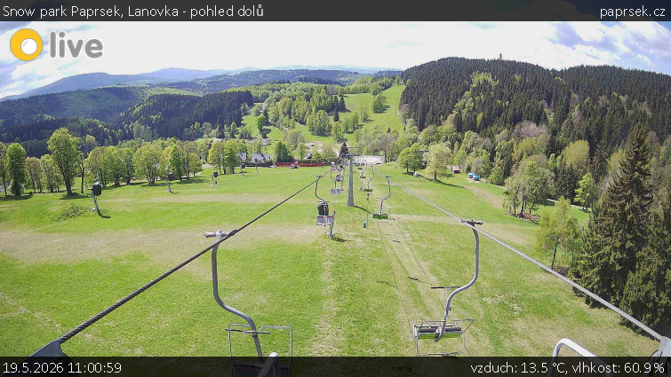 Snow park Paprsek - Lanovka - pohled dolů - 19.5.2026 v 11:00
