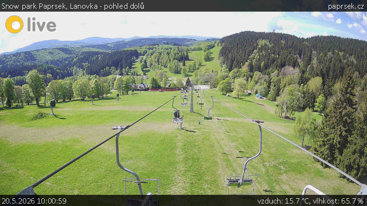 Snow park Paprsek - Lanovka - pohled dolů - 20.5.2026 v 10:00