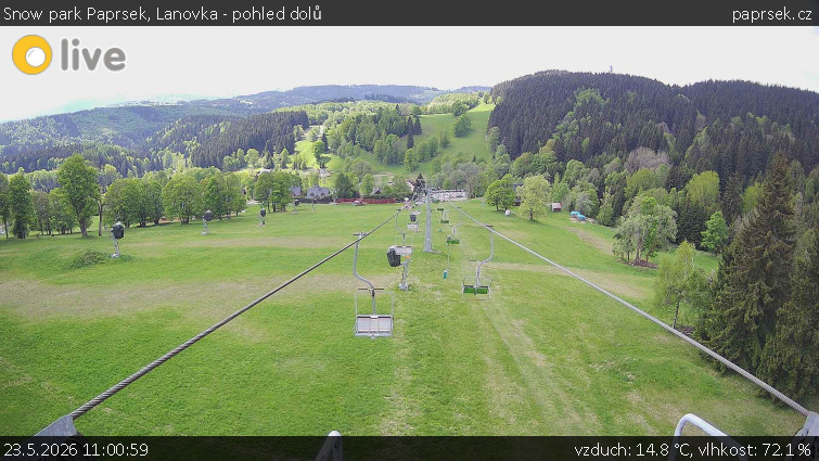 Snow park Paprsek - Lanovka - pohled dolů - 23.5.2026 v 11:00