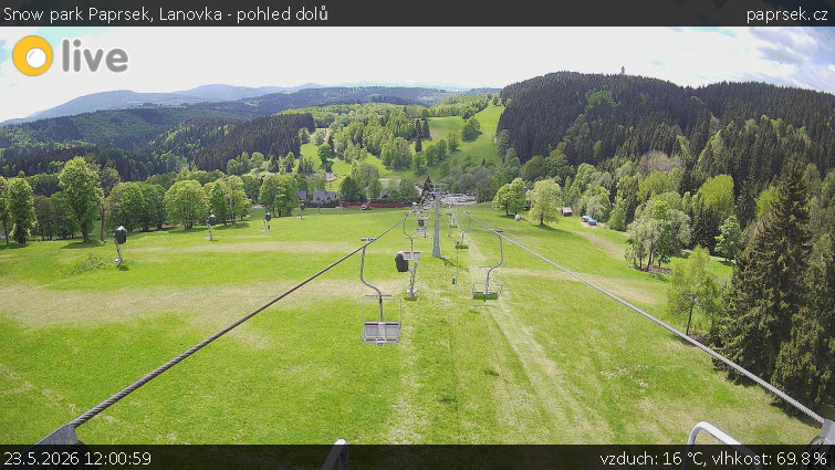 Snow park Paprsek - Lanovka - pohled dolů - 23.5.2026 v 12:00