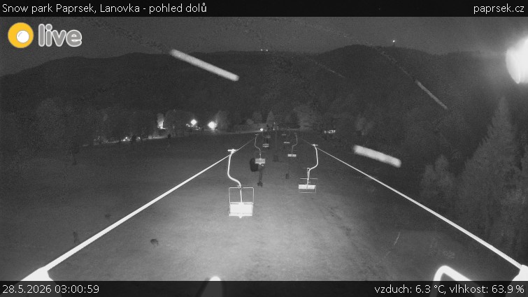Snow park Paprsek - Lanovka - pohled dolů - 28.5.2026 v 03:00