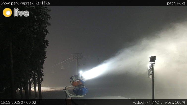 Snow park Paprsek - Kaplička - 16.12.2025 v 07:00