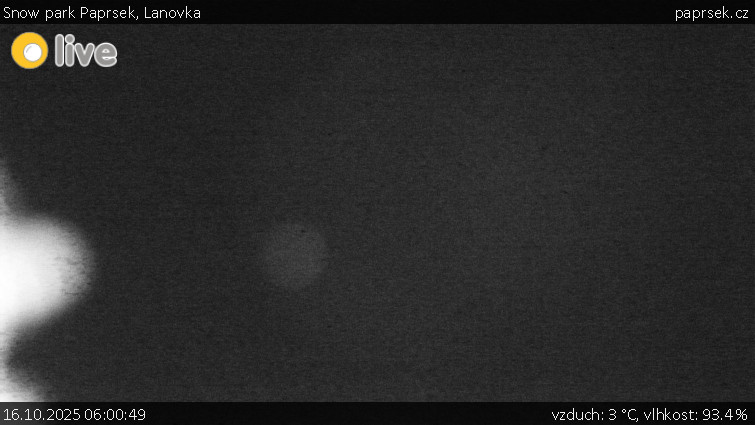 Snow park Paprsek - Lanovka - 16.10.2025 v 06:00 Snow park Paprsek - Lanovka - 16.10.2025 v 06:00