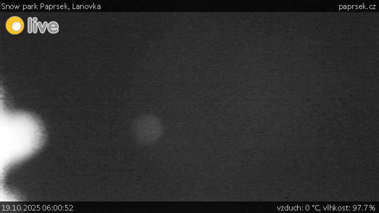 Snow park Paprsek - Lanovka - 19.10.2025 v 06:00 Snow park Paprsek - Lanovka - 19.10.2025 v 06:00