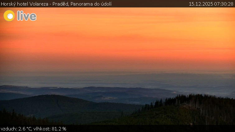 Horský hotel Volareza - Praděd - Panorama do údolí - 15.12.2025 v 07:30